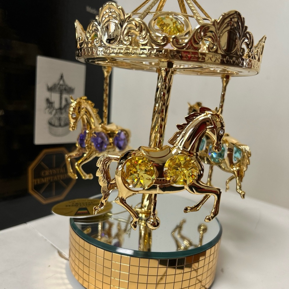 24k gold plated carousel music box